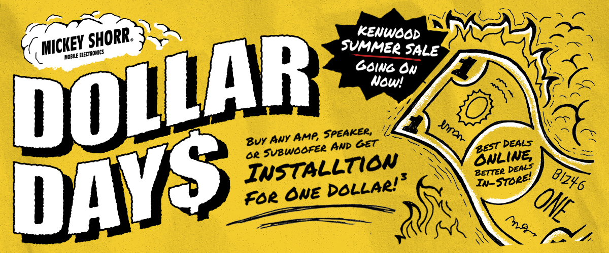 Mickey Shorr Hot Deals for Your Outdoor Toys promotional banner featuring a lifted Jeep, speedboat, flames, and bold text advertising deals on boats, ATVs, Jeeps, Broncos, and more.